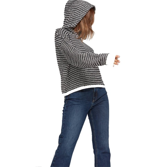 Volcom Broken Letters Hooded Sweater Black White Large Hoodie Sweatshirt - Picture 3 of 14